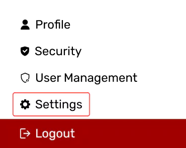 Select Settings from sidebar menu