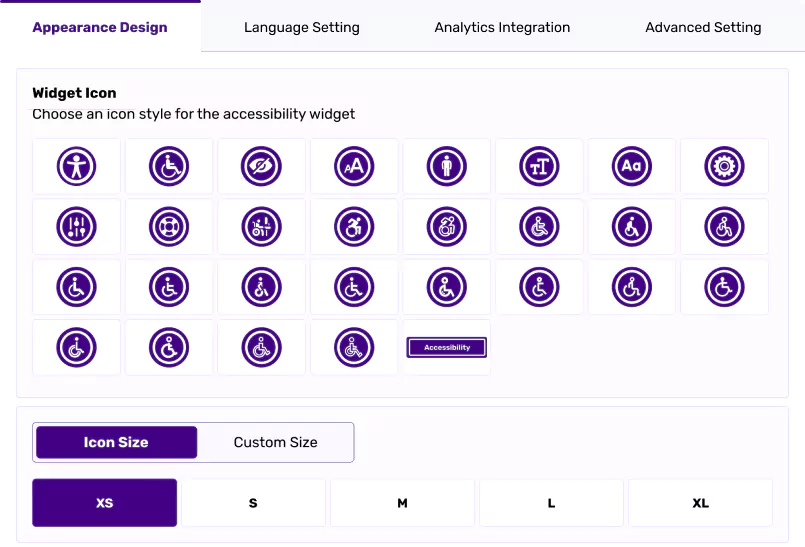 All in One Accessibility dashboard with widget customization and preview